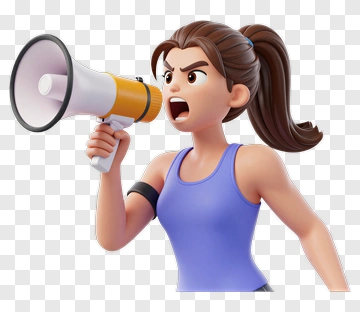Cartoon Woman Using A Megaphone PNG