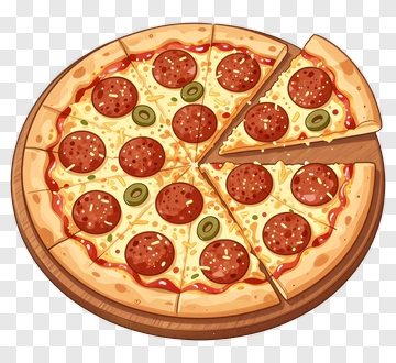 Pepperoni Pizza On A Wooden Board PNG