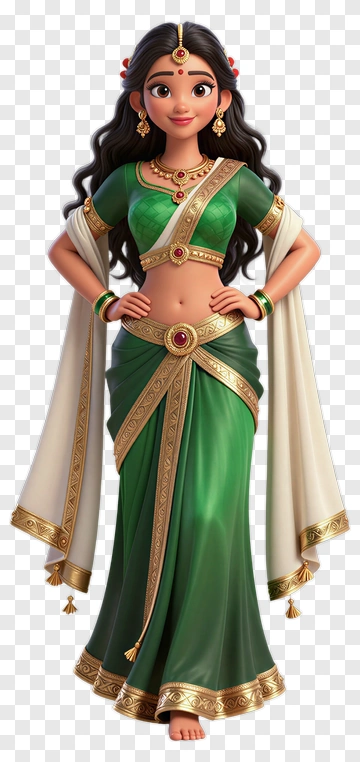 3D Woman In Traditional Indian Attire PNG
