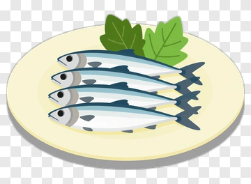 Plate Of Fresh Sardines With Green Leaves PNG