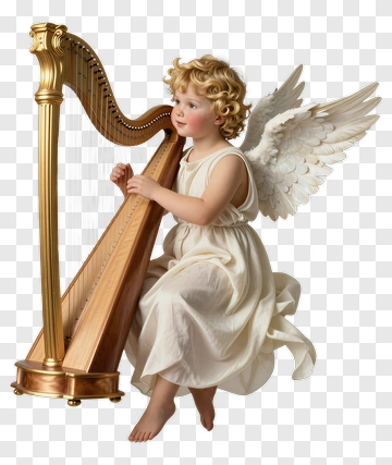Angel Playing A Harp PNG