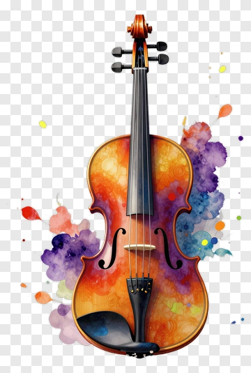 Colorful Watercolor Violin PNG