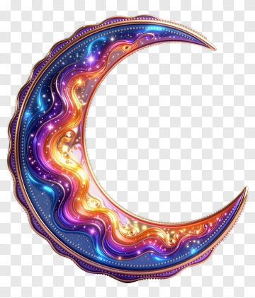 Colorful Decorative Moon PNG