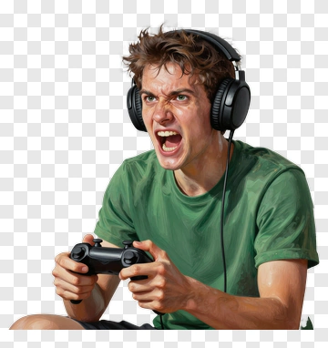 Angry Gamer Playing Video Game PNG