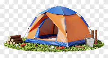 Camping Tent With Logs And Bucket PNG