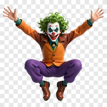 3D Joker Character Jumping PNG
