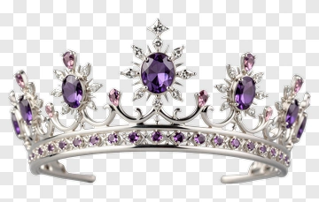 Silver Crown With Purple Gems PNG