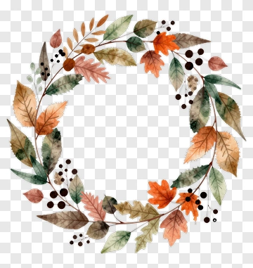 Colorful Autumn Leaf Wreath PNG