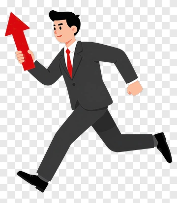 Businessman Running With An Upward Arrow PNG