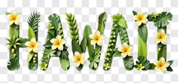 Hawaii Floral Text Design PNG