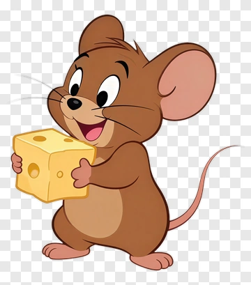 Cartoon Mouse Holding Cheese PNG