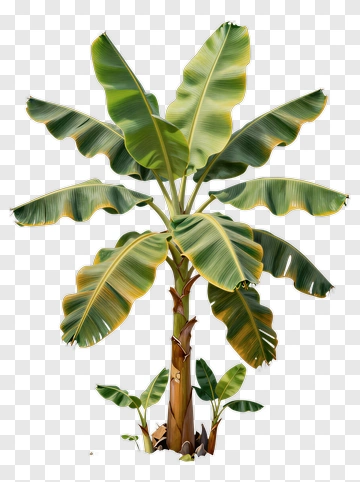 Banana Tree With Lush Green Leaves PNG