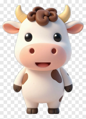 Cartoon Cow Character PNG