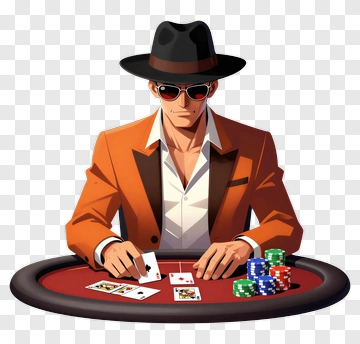 Cartoon Poker Player At A Casino Table PNG