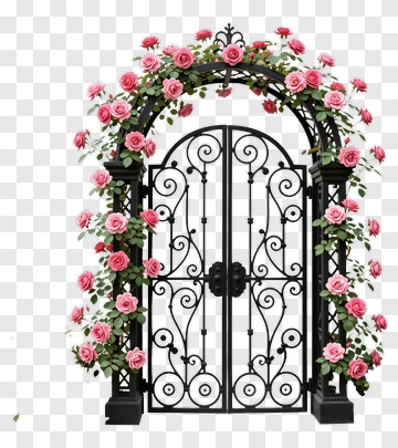 Rose Archway With Iron Gate PNG