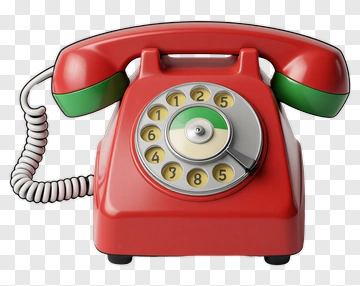 Vintage Red Rotary Telephone PNG