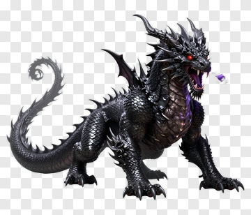Black Dragon With Spiked Scales PNG