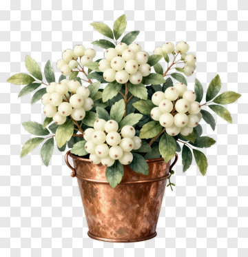 Flower Bouquet In Copper Bucket PNG