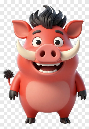 Cartoon Pig Character With A Big Smile PNG