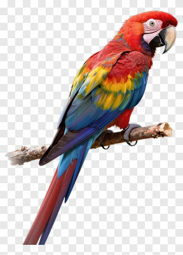 Colorful Parrot Perched On A Branch PNG