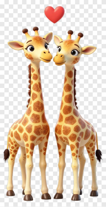 Cartoon Giraffes With A Heart PNG