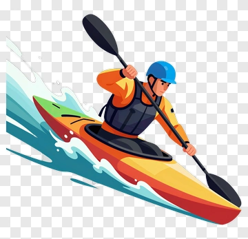Kayaker Paddling Through Waves PNG