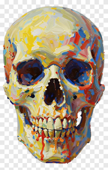Colorful Skull With Abstract Paint Splashes PNG