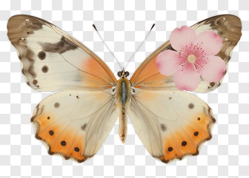 Butterfly With Pink Flower PNG