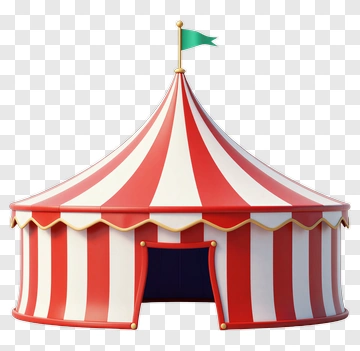 Circus Tent With Red And White Stripes PNG