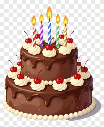 Chocolate Birthday Cake With Candles PNG