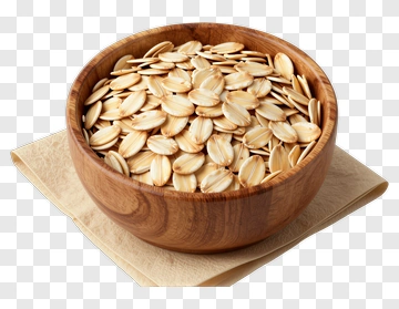 Wooden Bowl Filled With Pumpkin Seeds PNG