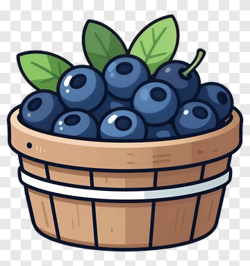 Cartoon Blueberry Basket PNG