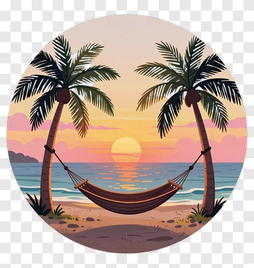 Tropical Beach Sunset With Hammock PNG