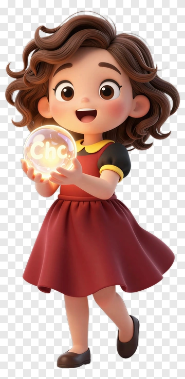 3D Girl Holding A Magic Orb PNG