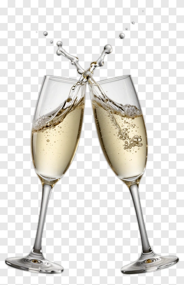 Champagne Glasses Clinking With Bubbles PNG