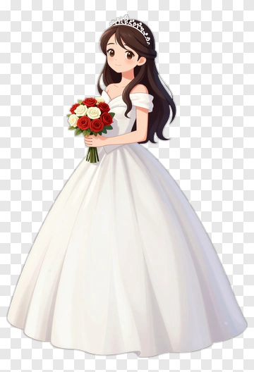 Bride Holding A Bouquet Of Roses PNG