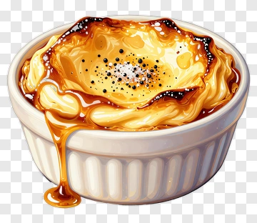 Delicious Caramel Dessert In A White Bowl PNG