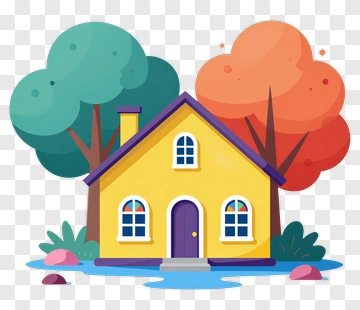 Colorful House Surrounded By Trees PNG