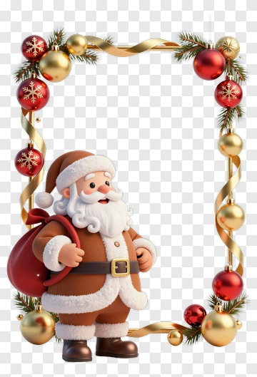 Cartoon Santa Claus With Christmas Decorations PNG