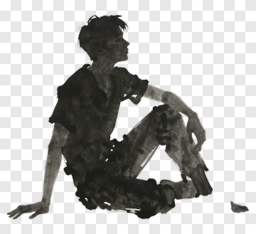 Silhouette Of A Sitting Young Man PNG