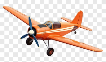 Orange Airplane With Propeller PNG