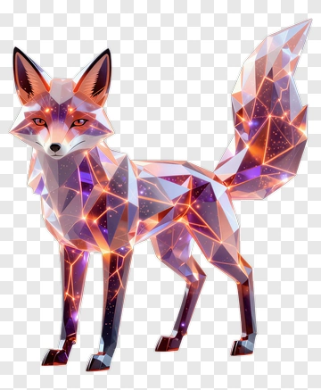 3D Geometric Fox PNG