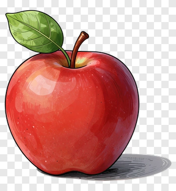 Red Apple With Leaf PNG