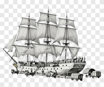 Sailing Ship With Cargo And Crew PNG