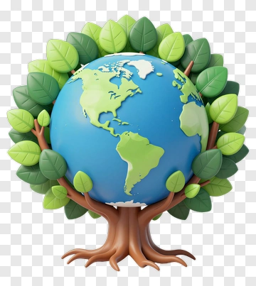 3D Earth Tree With Green Leaves PNG