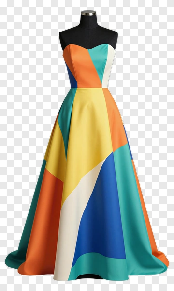 Colorful Strapless Dress PNG
