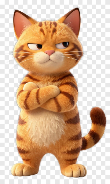 3D Cartoon Cat With Crossed Arms PNG
