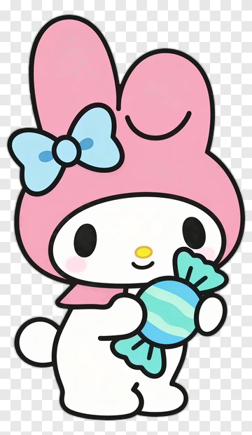 Cartoon Bunny Holding A Candy PNG