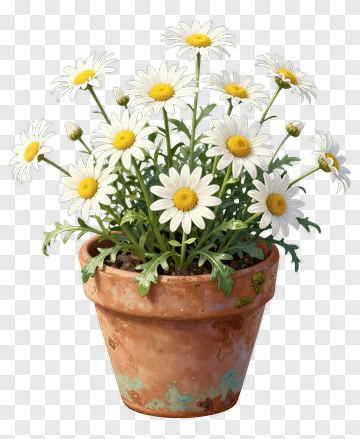 Potted Daisy Plant PNG
