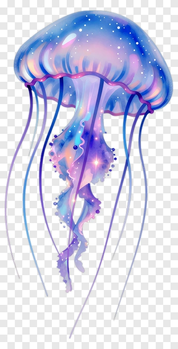 Colorful Jellyfish With Sparkling Details PNG